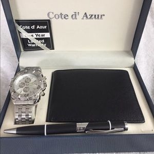 Cote D’ Azur wallet, watch, and pen set